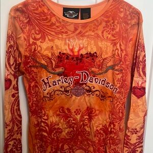 Harley-Davidson Orange Long Sleeve Shirt